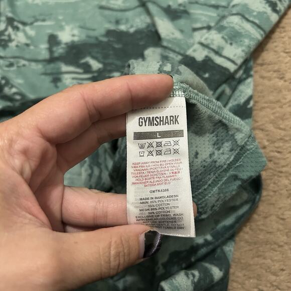 Men’s Green Camo Gymshark Tank Top Sleeveless Size Large Breathable - Picture 5 of 7